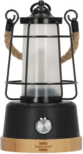 Akku Campinglampe CAL 1 AC mit Hanfseil und Bambussockel